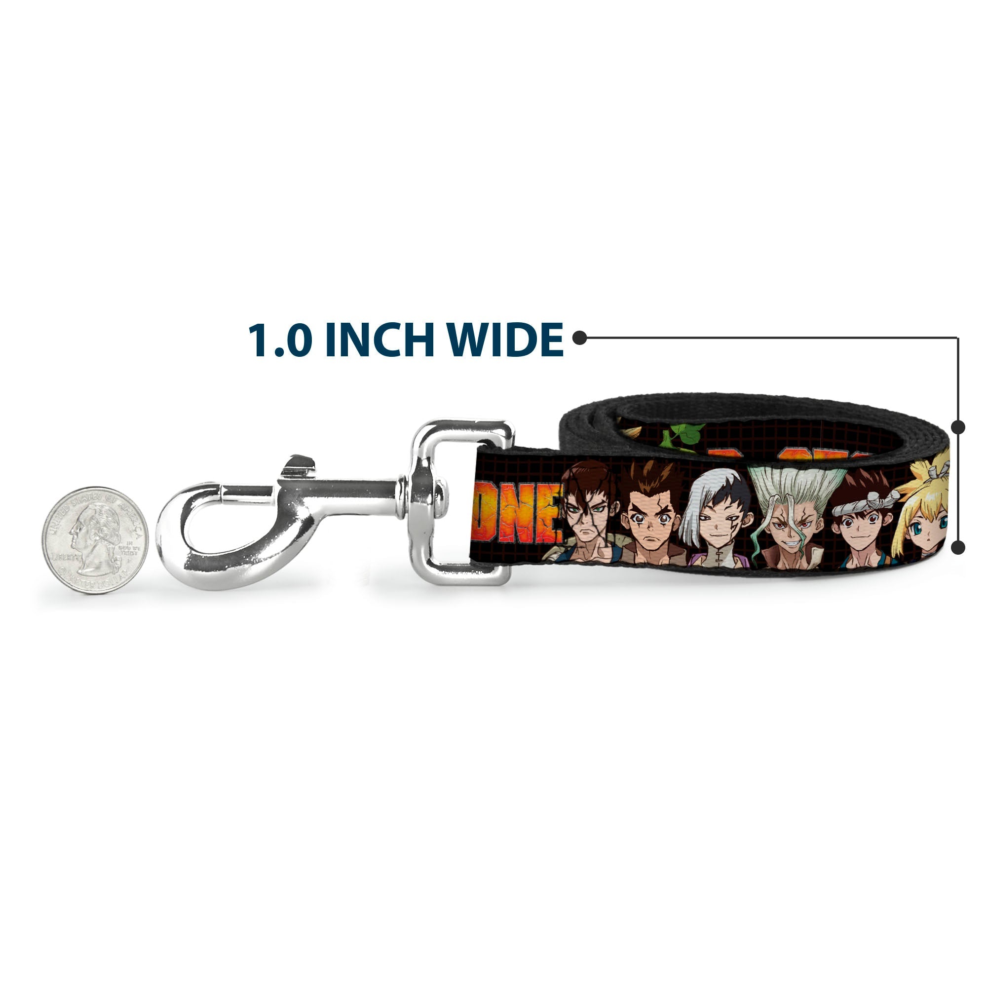 Dog Leash - DR. STONE Title Logo and Character Group Black