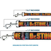 Dog Leash - DR. STONE Title Logo and Ibarra Suika Split Pose Black