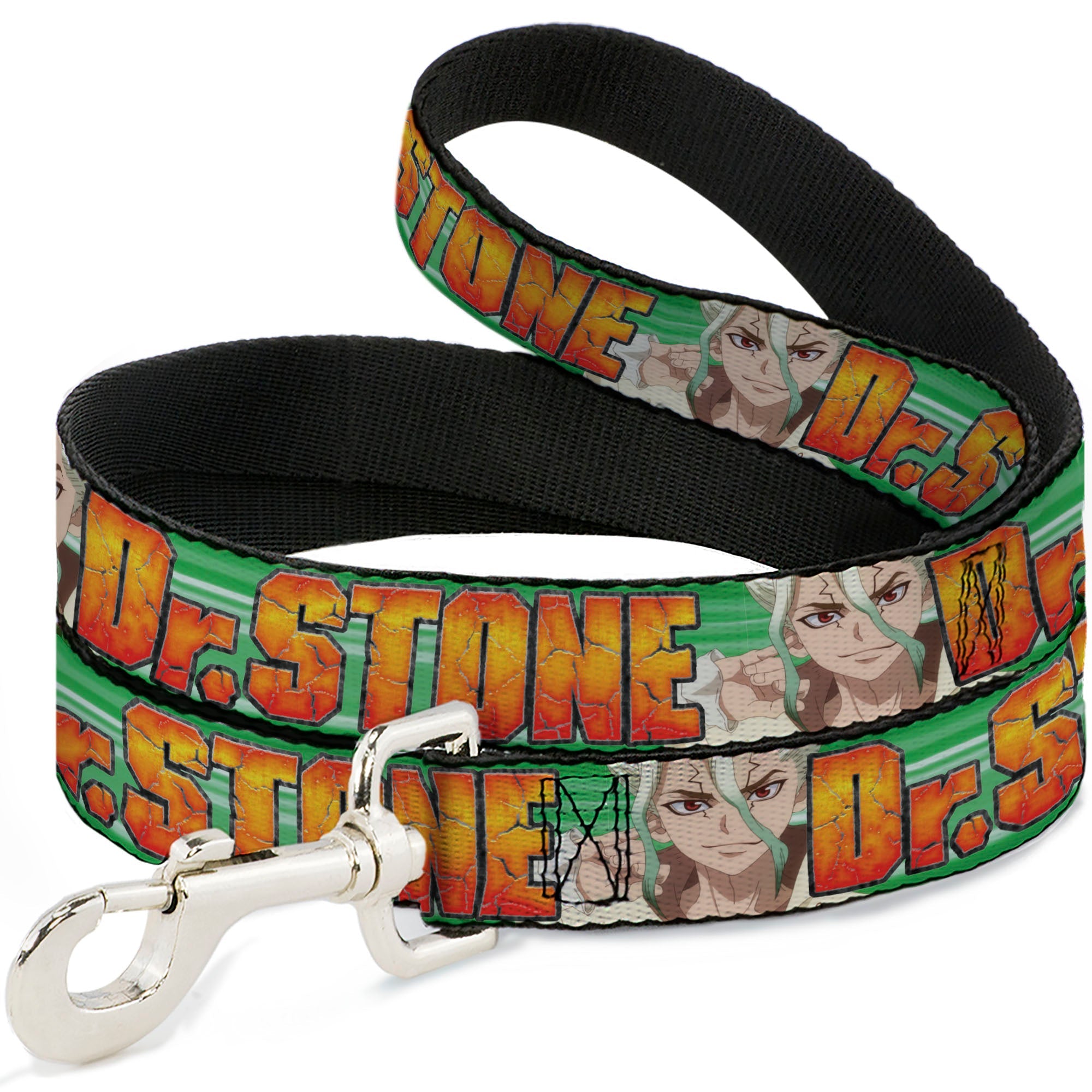 Dog Leash - DR. STONE Title Logo and Suika Face Close-Up Greens