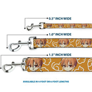 Dog Leash - Fruits Basket Chibi Kyo Soma Face and Kimono Cat Icon Orange/White
