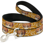 Dog Leash - Fruits Basket Chibi Kyo Soma Face and Kimono Cat Icon Orange/White