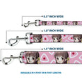 Load image into Gallery viewer, Dog Leash - Fruits Basket Chibi Tohru Honda Face and Kimono Rice Ball Icon Pink/White/Red
