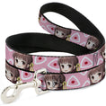 Load image into Gallery viewer, Dog Leash - Fruits Basket Chibi Tohru Honda Face and Kimono Rice Ball Icon Pink/White/Red
