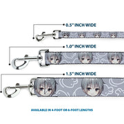 Dog Leash - Fruits Basket Chibi Yuki Soma Face and Kimono Rat Icon Gray/White