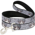 Load image into Gallery viewer, Dog Leash - Fruits Basket Chibi Yuki Soma Face and Kimono Rat Icon Gray/White
