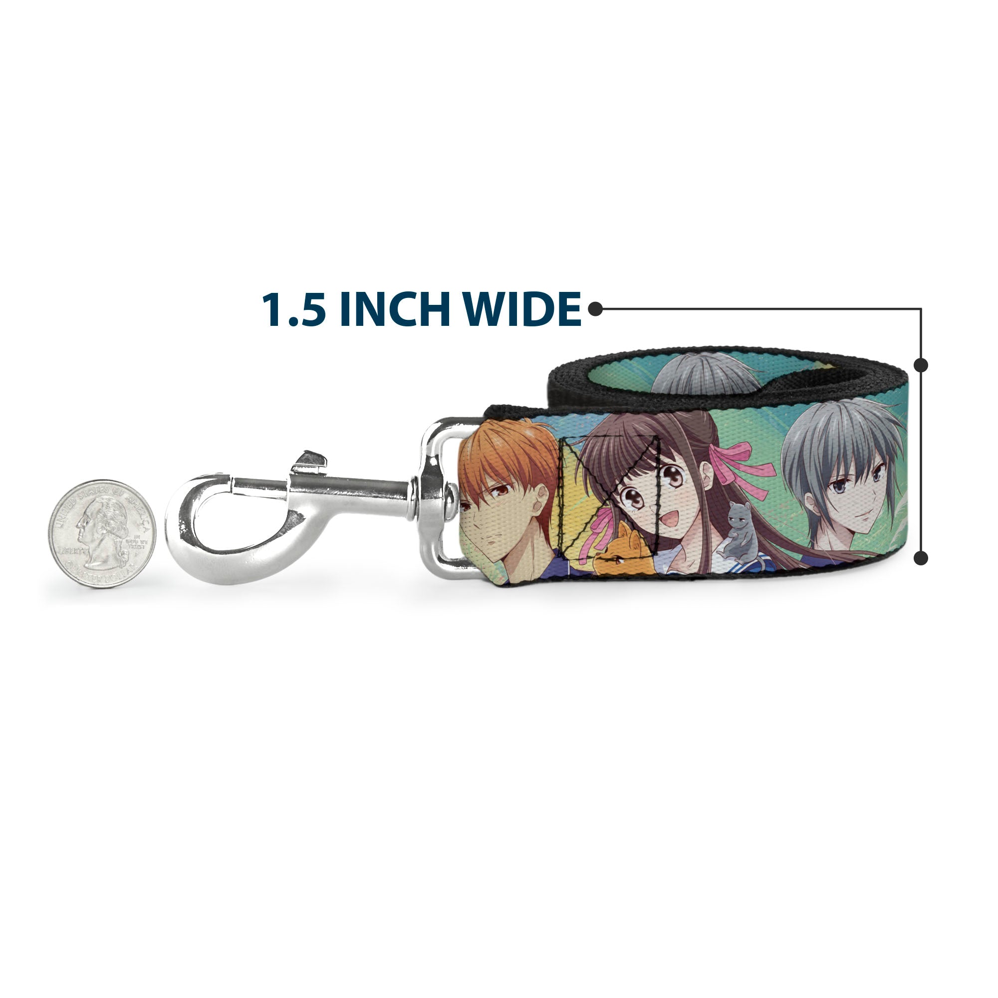 Dog Leash - Fruits Basket Kyo Tohru Yuki Group Pose Greens/Blues