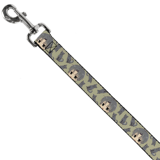 Dog Leash - Fruits Basket Chibi Shigure Soma and Dog Scattered Olive/Gray