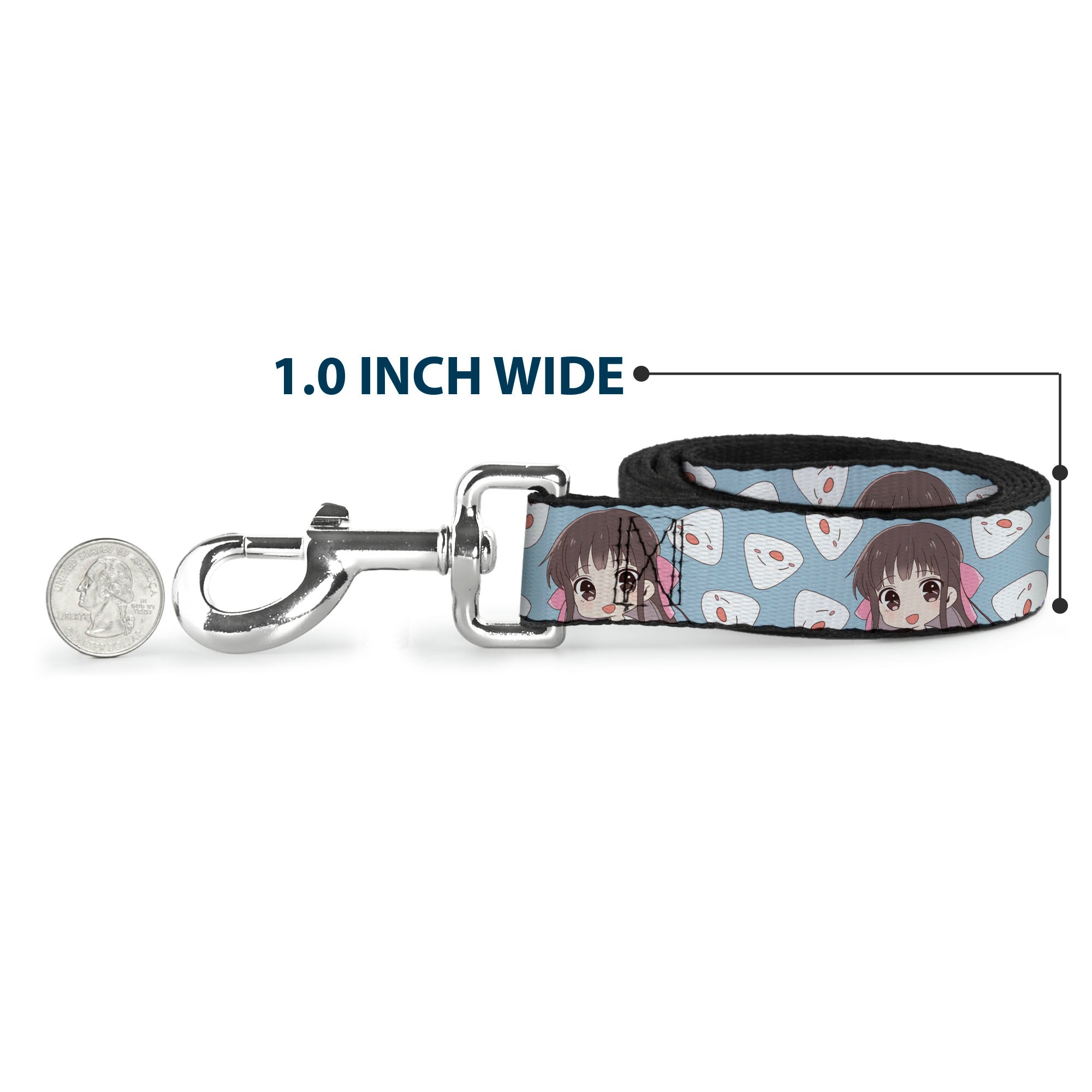 Dog Leash - Fruits Basket Chibi Tohru Honda and Rice Ball Scattered Light Blue