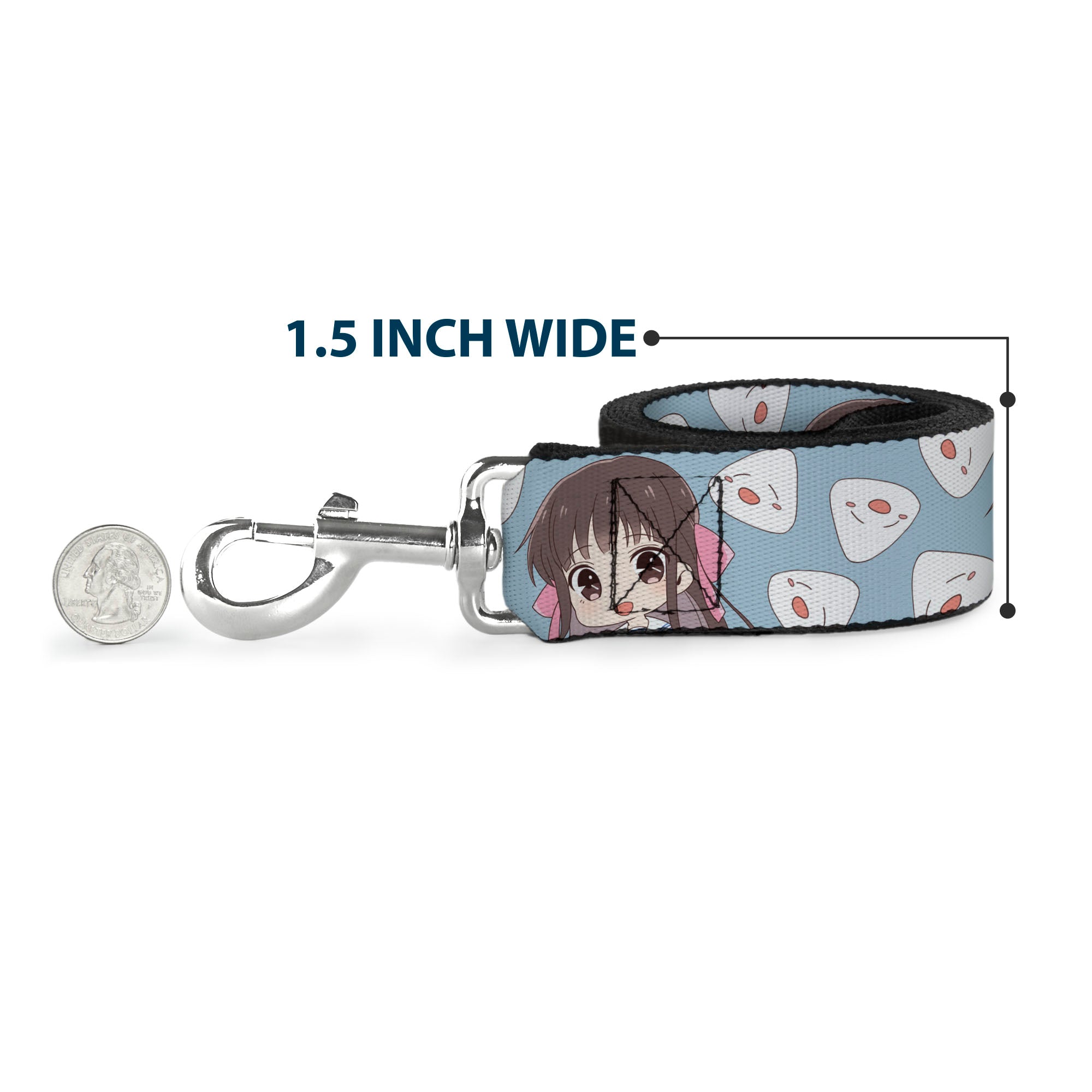 Dog Leash - Fruits Basket Chibi Tohru Honda and Rice Ball Scattered Light Blue