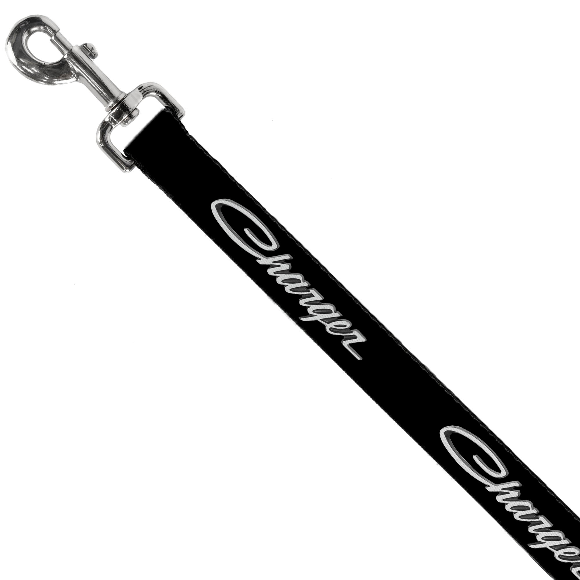 Dog Leash - CHARGER Script Emblem Corner Black/Silver Fade/White
