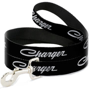 Dog Leash - CHARGER Script Emblem Corner Black/Silver Fade/White