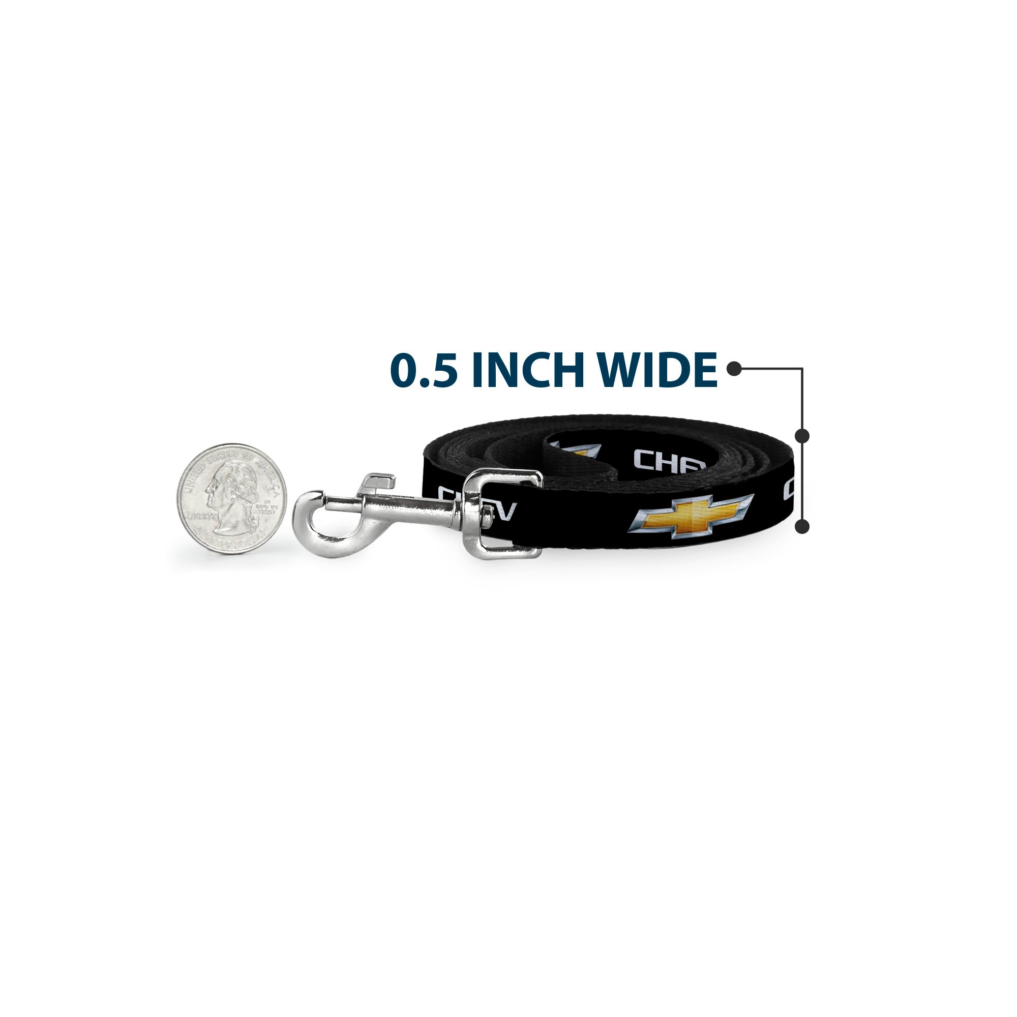 Dog Leash - Chevy Bowtie Black/Gold Logo REPEAT