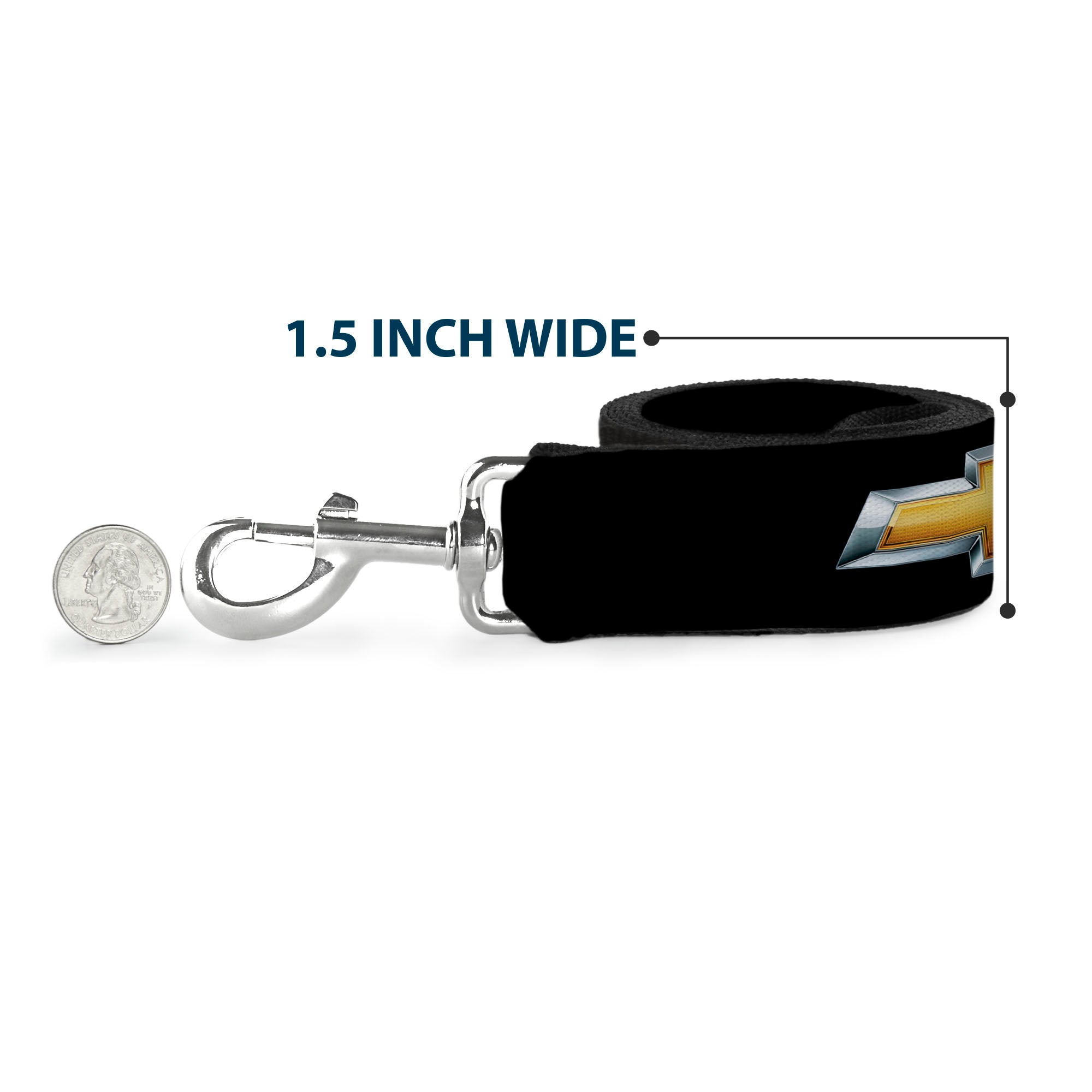Dog Leash - Chevy Bowtie Black/Gold Logo REPEAT