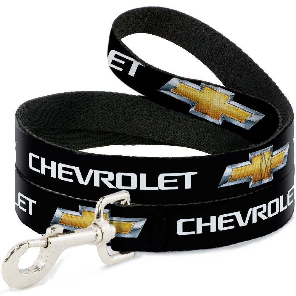 Dog Leash - Chevy Bowtie Black/Gold Logo REPEAT