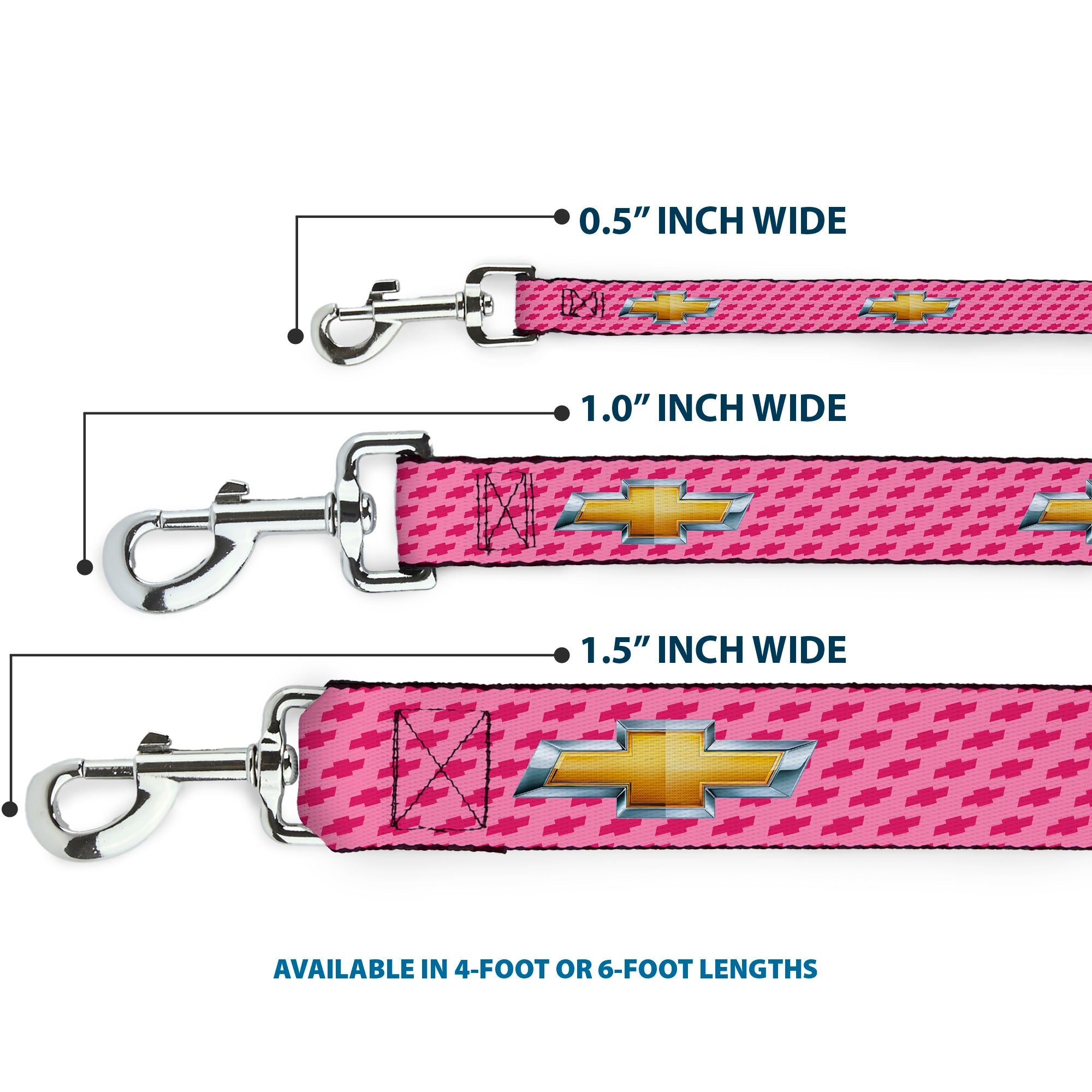 Dog Leash - Chevy Gold Bowtie w/Logo PINK