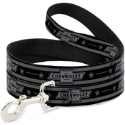 Dog Leash - Vintage CHEVROLET 1934 Bowtie Logo/Stars Stripe Black/Grays