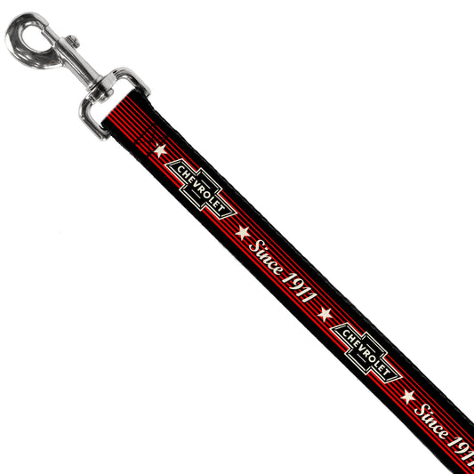 Dog Leash - Vintage CHEVROLET Bowtie SINCE 1911/Stars Stripe Black/Red/Ivory