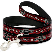 Dog Leash - Vintage CHEVROLET Bowtie SINCE 1911/Stars Stripe Black/Red/Ivory
