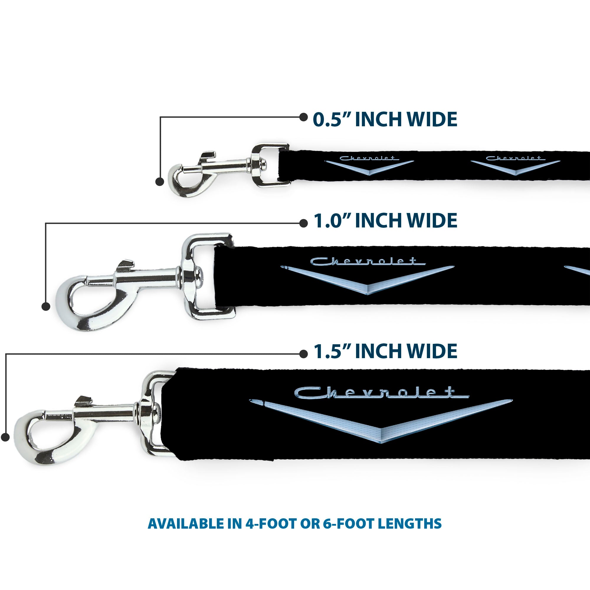 Dog Leash - 1955-57 CHEVROLET V Emblem Black/Silver