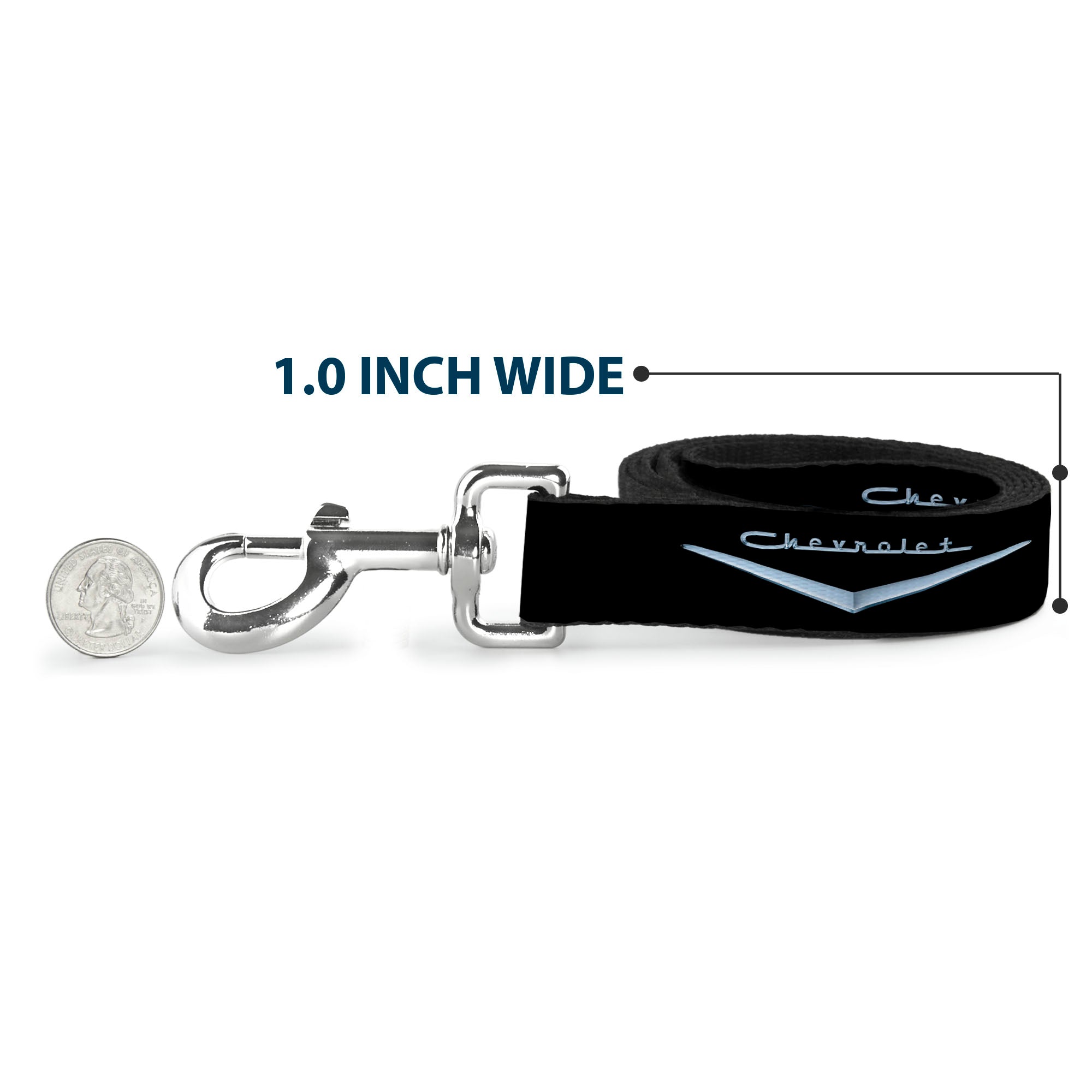 Dog Leash - 1955-57 CHEVROLET V Emblem Black/Silver