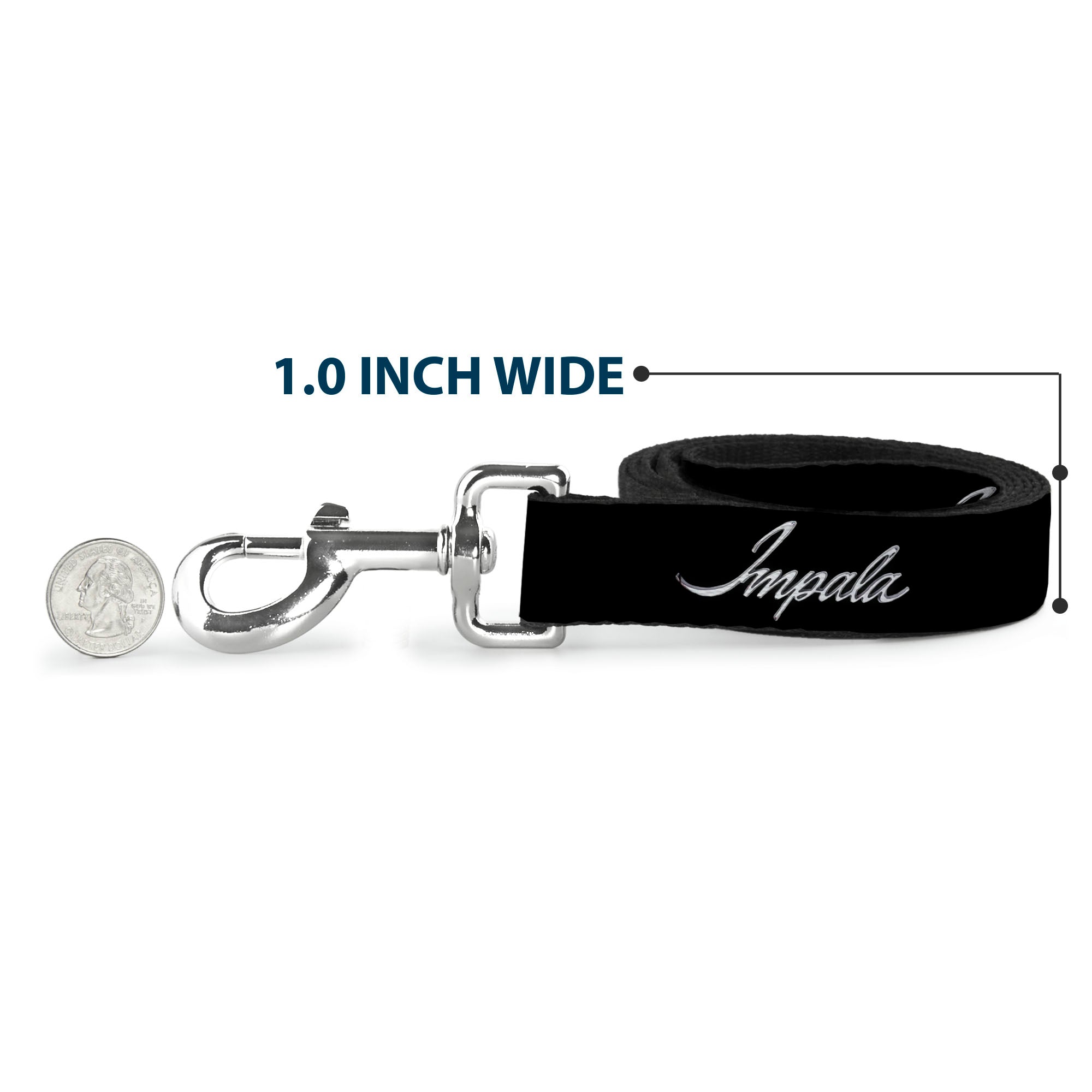 Dog Leash - IMPALA Script Emblem Black/Silver