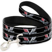 Dog Leash - 1967 Impala 396 TURBO-JET V Emblem/Stripe Black/Silver/Red/White