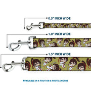 Dog Leash - Hell's Paradise Chibi Sagiri Sword Poses Scattered Golden Yellow