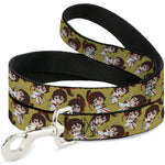 Dog Leash - Hell's Paradise Chibi Sagiri Sword Poses Scattered Golden Yellow