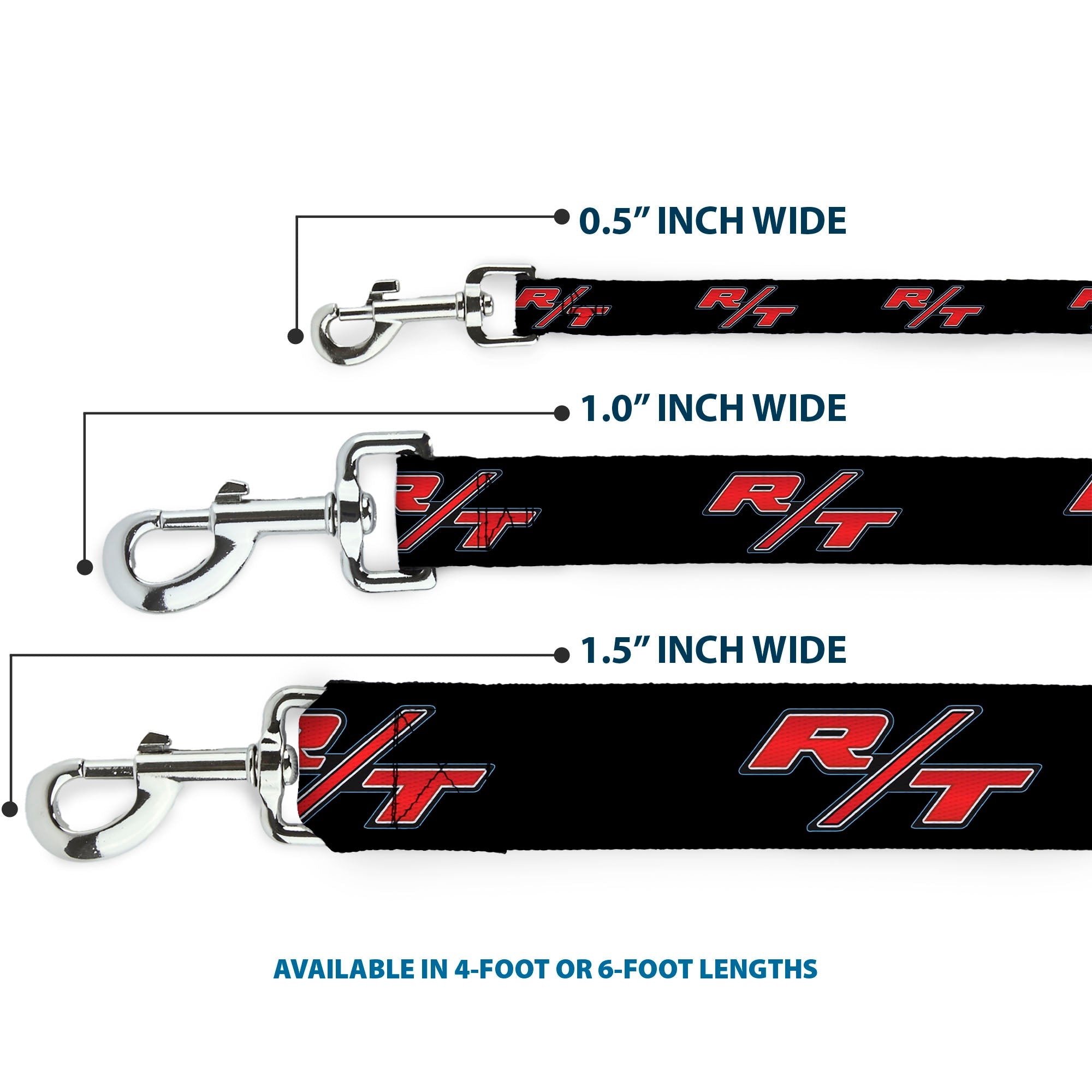 Dog Leash - Dodge Challenger R/T Emblem Repeat Black/Blue/White/Red