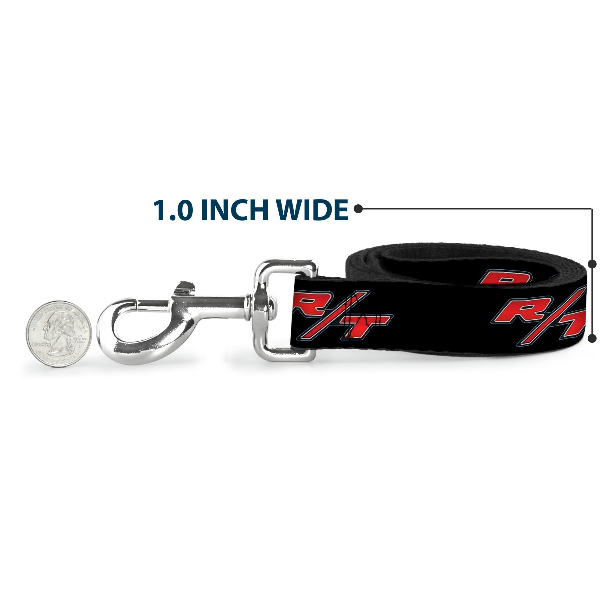 Dog Leash - Dodge Challenger R/T Emblem Repeat Black/Blue/White/Red