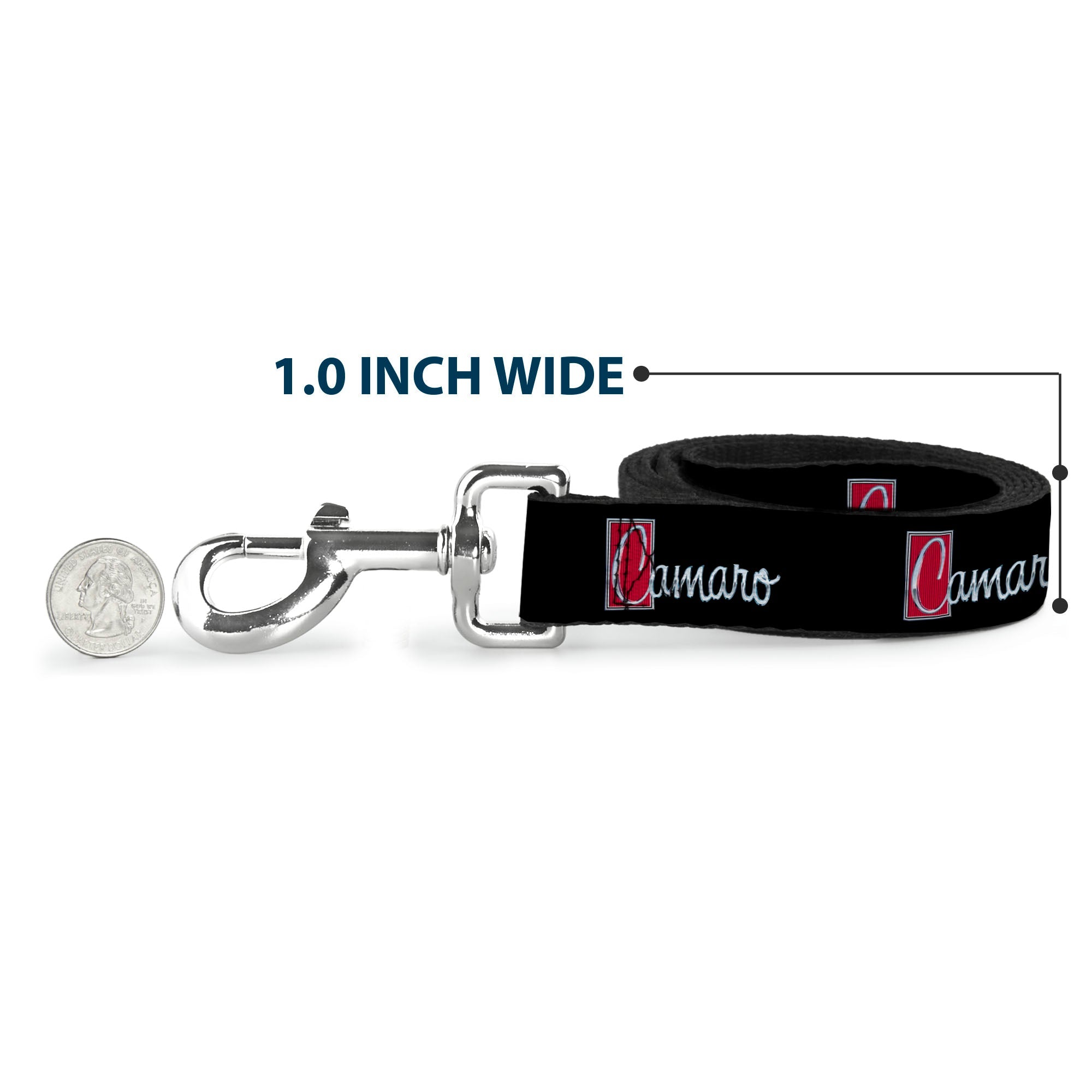 Dog Leash - 1972 CAMARO Script Emblem Black/Silver/Reds