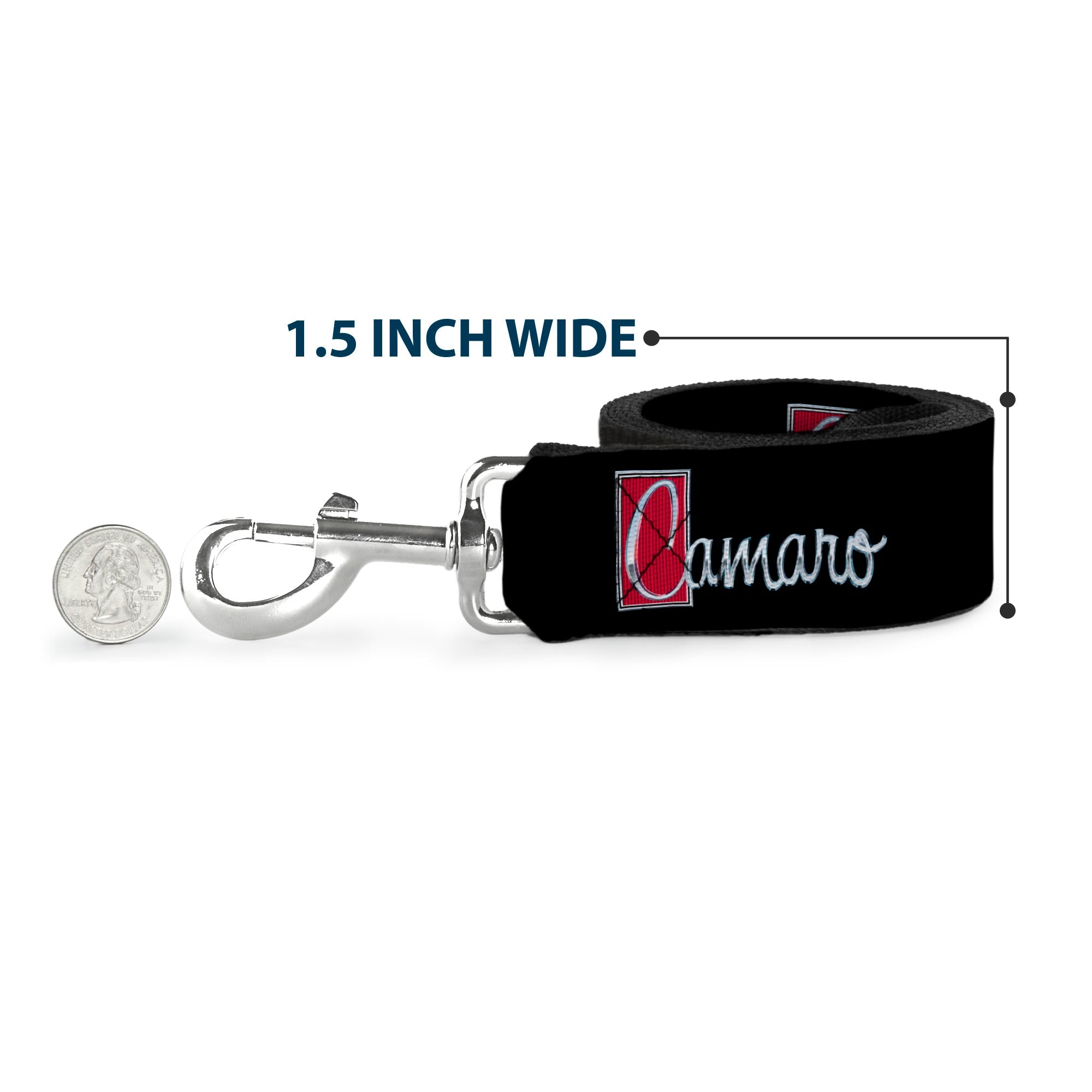 Dog Leash - 1972 CAMARO Script Emblem Black/Silver/Reds