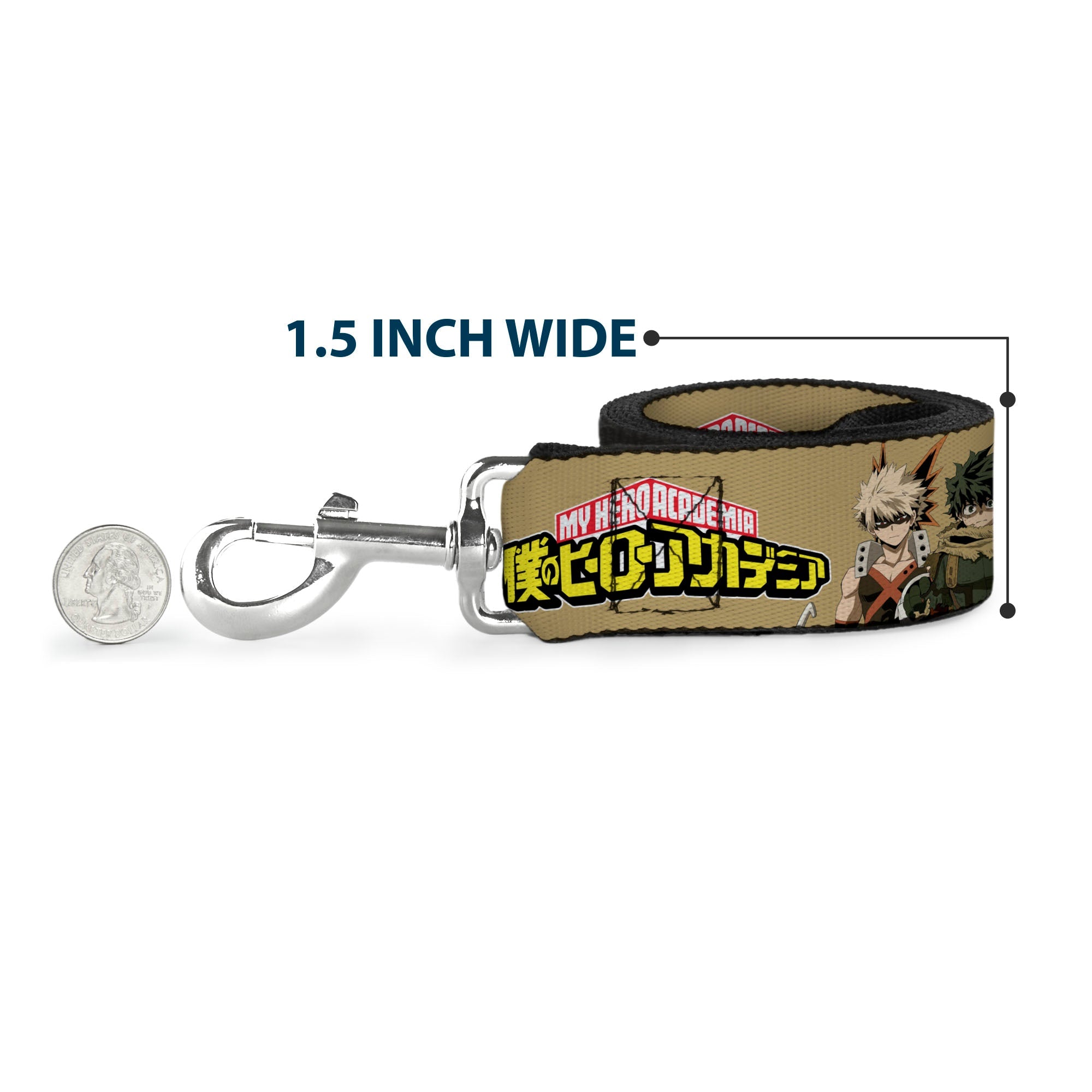 Dog Leash - MY HERO ACADEMIA Character Trio Pose and Title Logo Tan