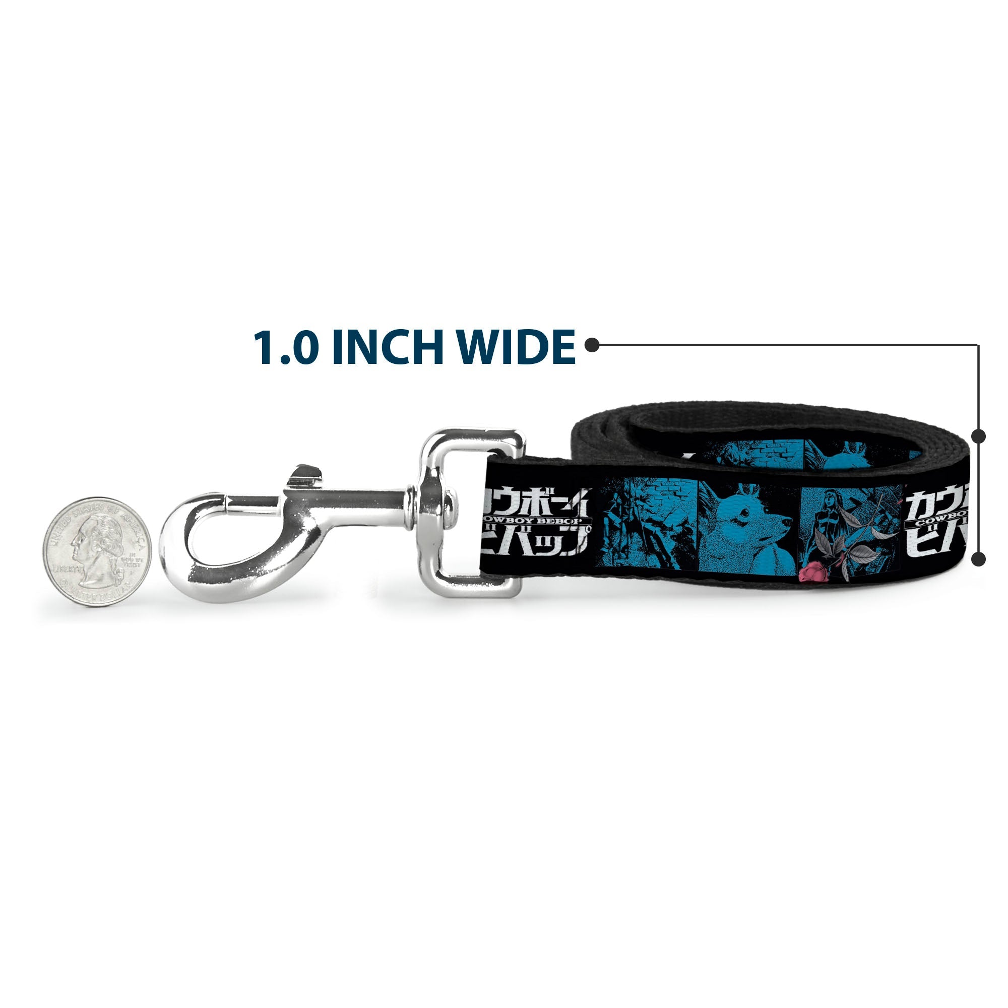 Dog Leash - COWBOY BEBOP Title Logo and Character Blocks Black/Blues