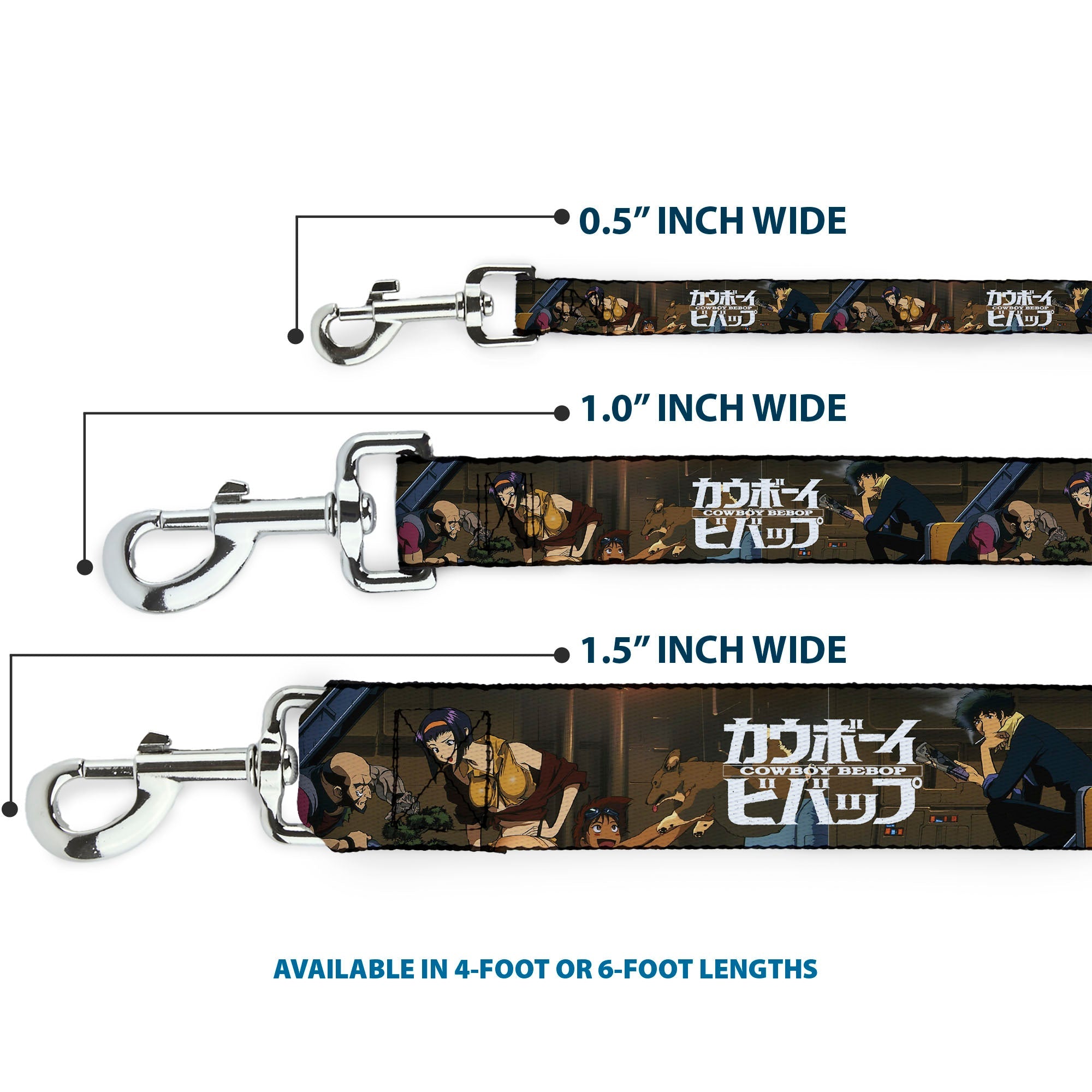 Dog Leash - COWBOY BEBOP Jet Black and Crew Bonsai Tree Scene and Title Logo