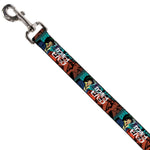 Dog Leash - COWBOY BEBOP Spike and Faye Brick Pose and Title Logo Blues/Reds