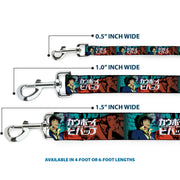 Dog Leash - COWBOY BEBOP Spike and Faye Brick Pose and Title Logo Blues/Reds