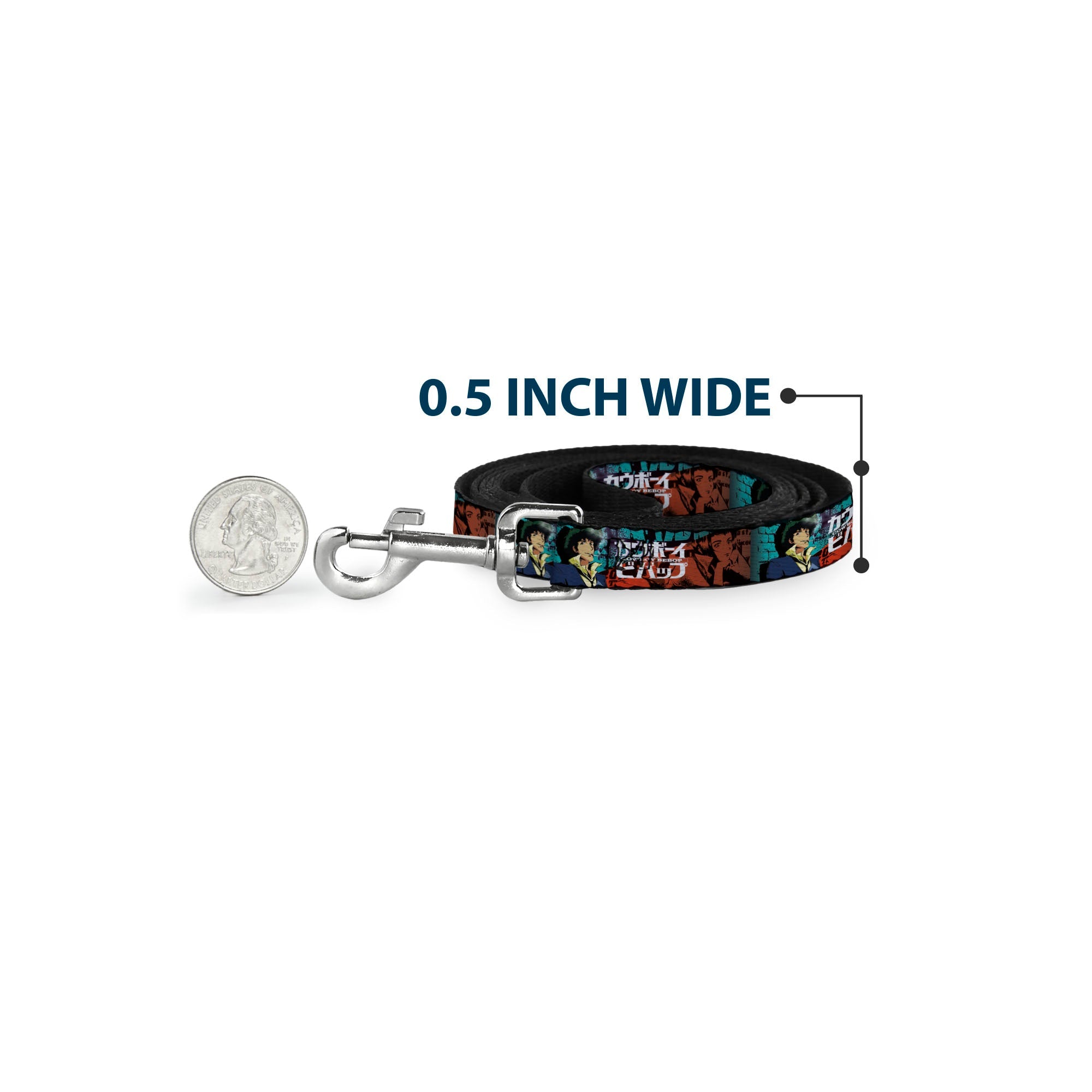 Dog Leash - COWBOY BEBOP Spike and Faye Brick Pose and Title Logo Blues/Reds