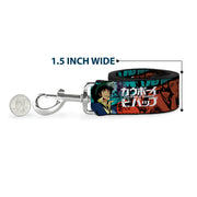 Dog Leash - COWBOY BEBOP Spike and Faye Brick Pose and Title Logo Blues/Reds