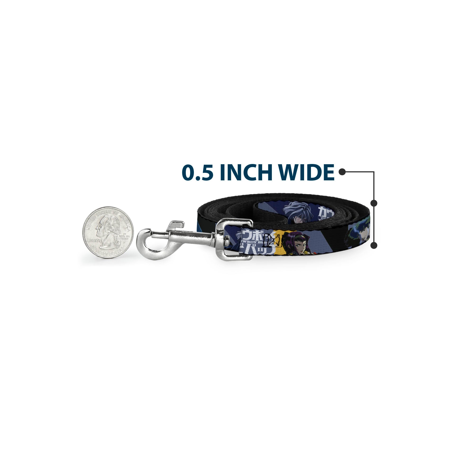 Dog Leash - COWBOY BEBOP Spike Vicious and Faye Pose and Title Logo Blues/Yellow