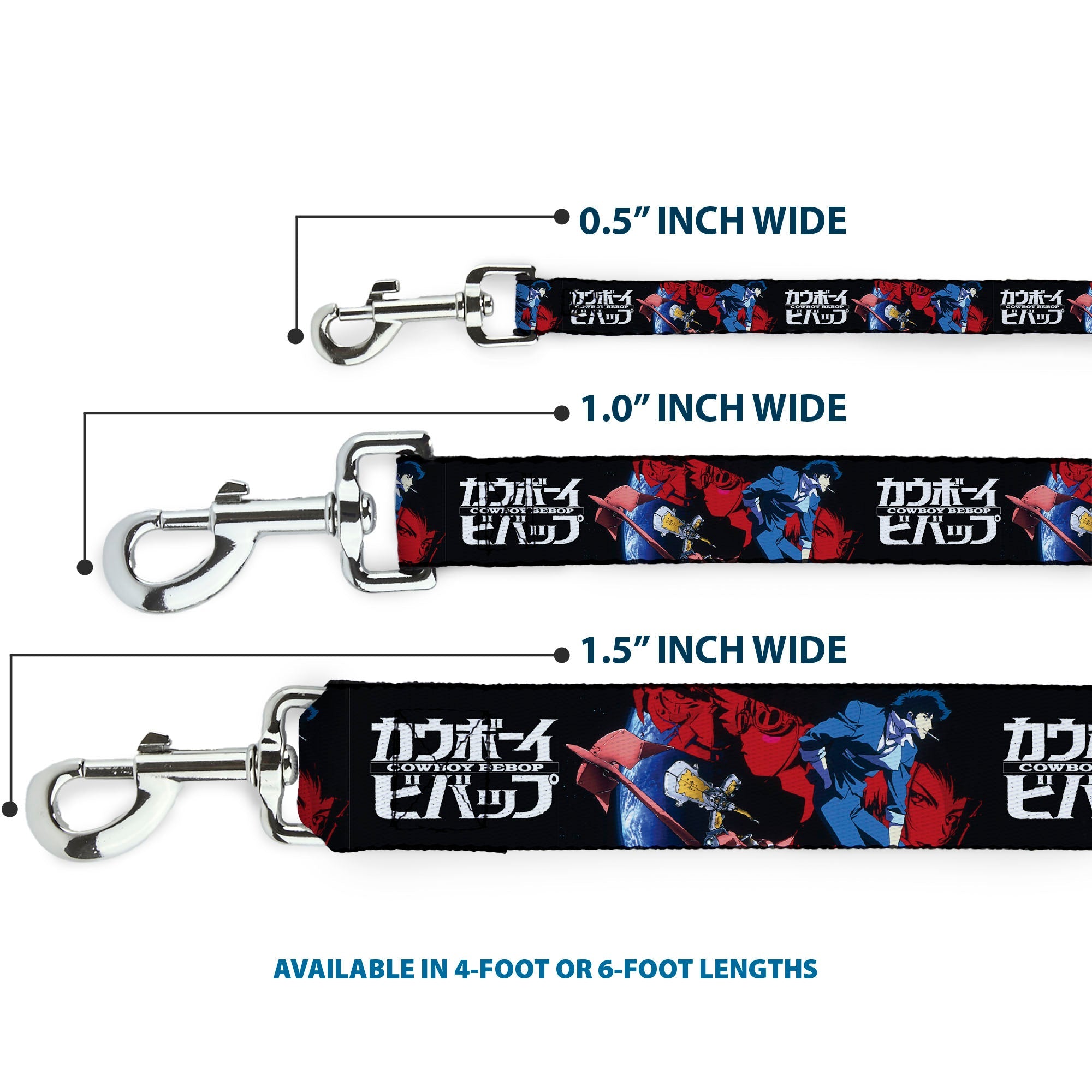 Dog Leash - COWBOY BEBOP Spike Pose and Crew Collage and Title Logo Black