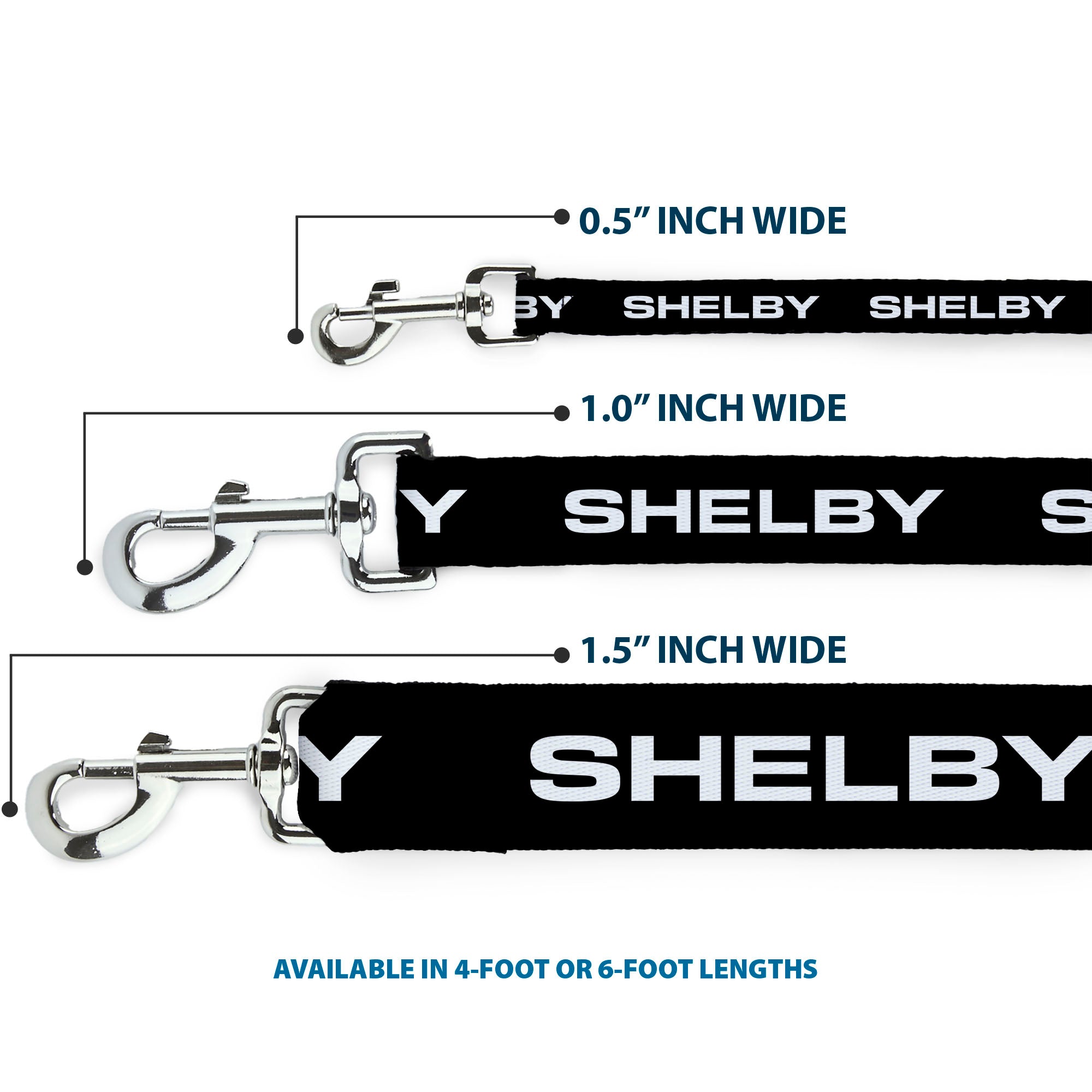 Dog Leash - SHELBY Text Only Black/White