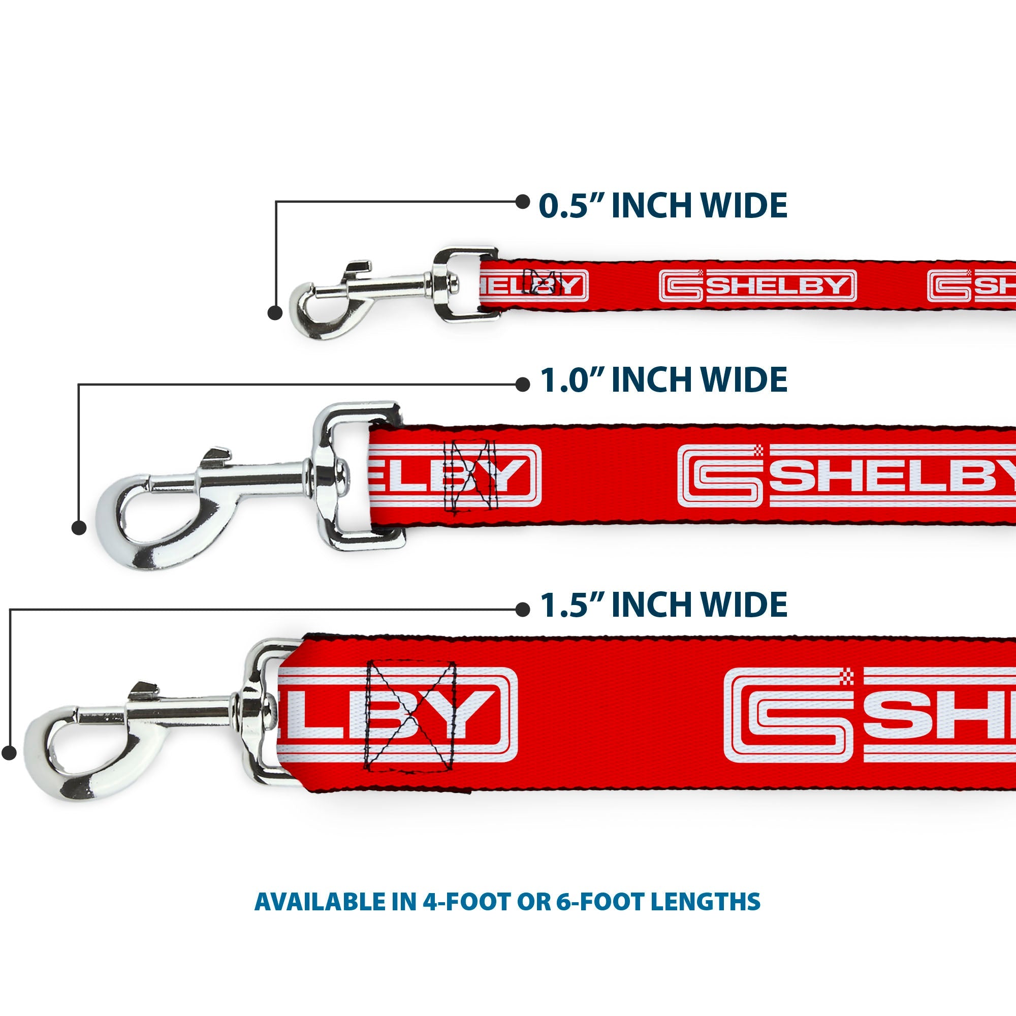 Dog Leash - Carroll Shelby CS SHELBY Racing Logo Block Red/White