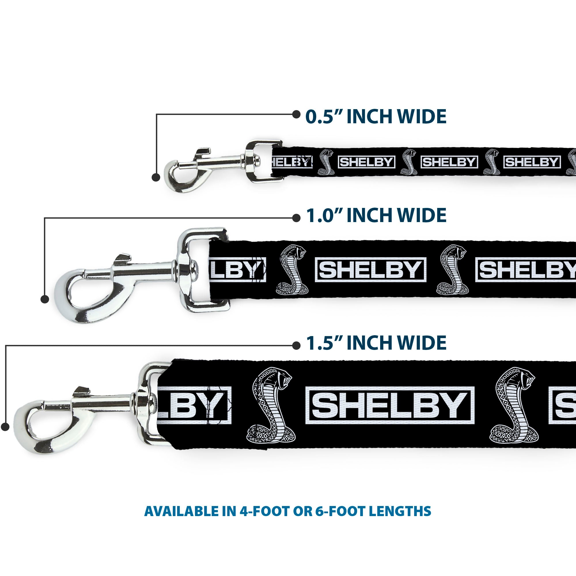 Dog Leash - SHELBY Box Logo and Super Snake Cobra Black/White