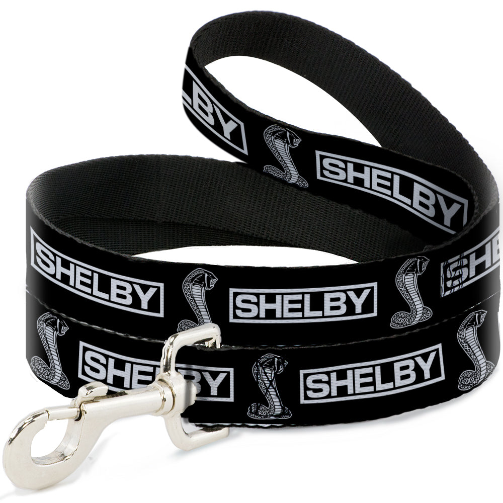 Dog Leash - SHELBY Box Logo and Super Snake Cobra Black/White