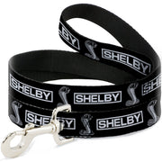 Dog Leash - SHELBY Box Logo and Super Snake Cobra Black/White