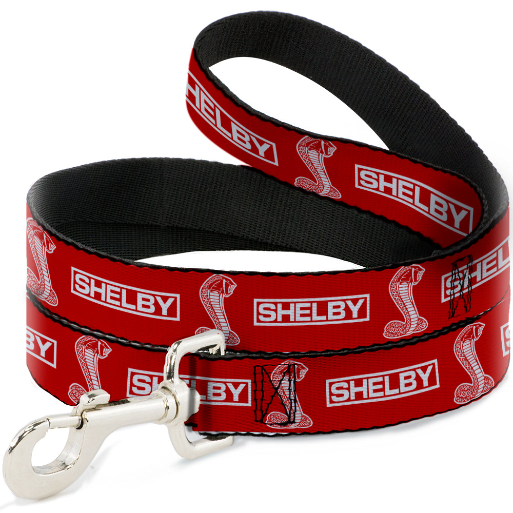 Dog Leash - SHELBY Box Logo and Super Snake Cobra Red/White