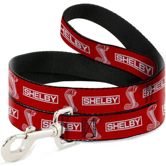 Dog Leash - SHELBY Box Logo and Super Snake Cobra Red/White