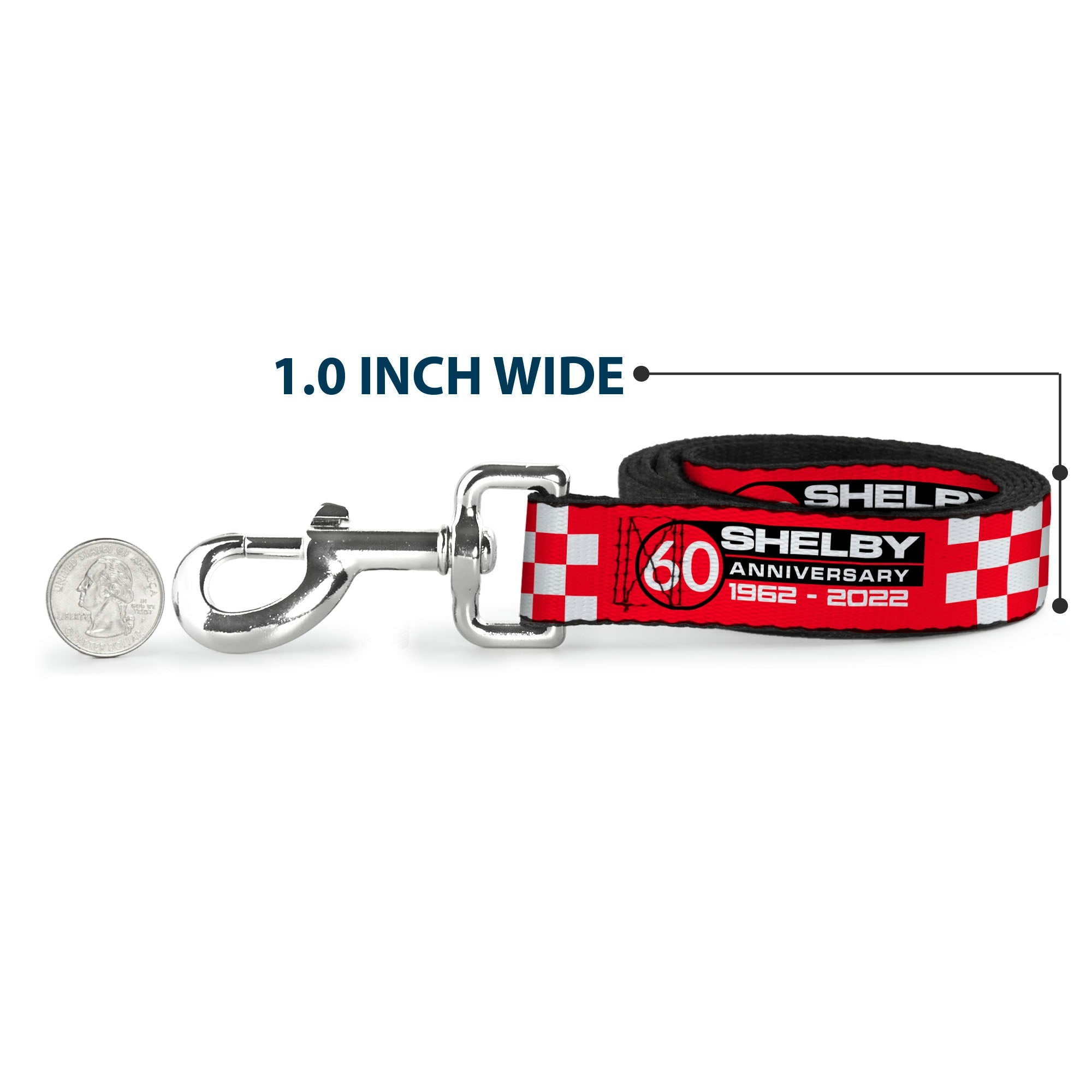 Dog Leash - SHELBY 60th ANNIVERSARY Checker Red/Black/White