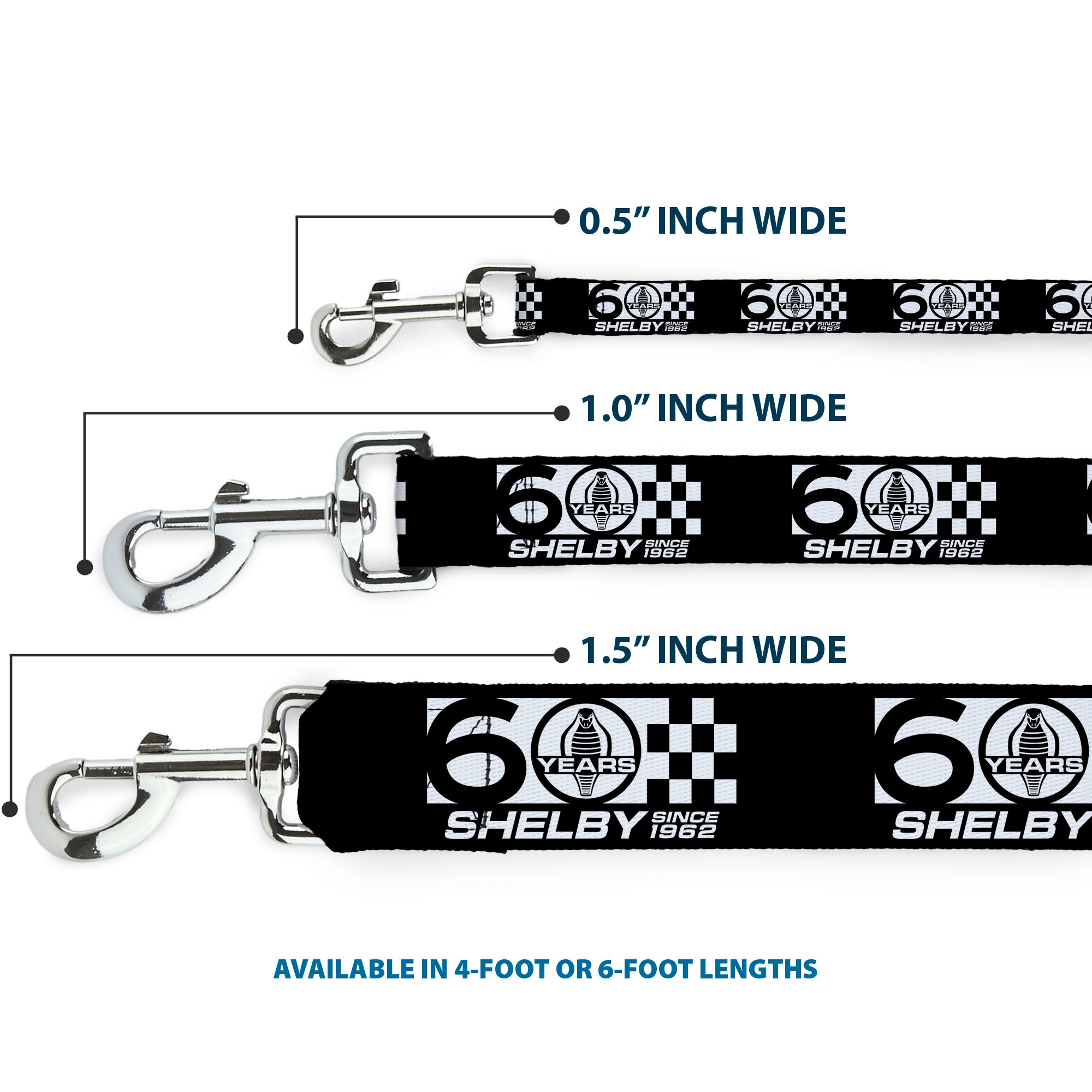 Dog Leash - SHELBY 60 YEARS SINCE 1962 Checker Black/White